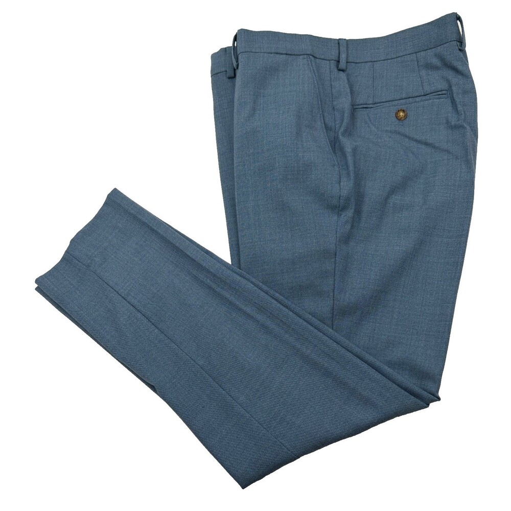 NEW TED BAKER MENS 36X32 BLUE SOFT STRETCH WOOL TROUSERS DRESS PANTS SLACKS